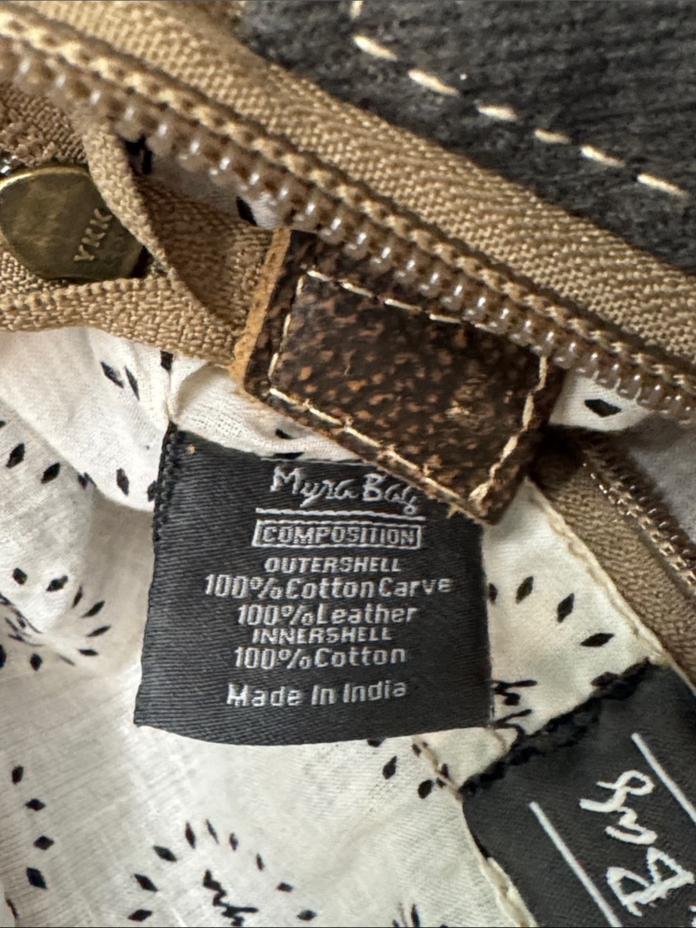Myra Bag Boho Beige & Brown, Cowhide, Cotton, Leather, Crossbody Bag/ Purse - Picture 10 of 12
